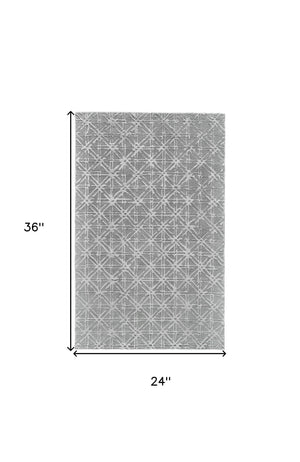 Homeroots 2' X 3' Gray And Silver Wool Abstract Tufted Handmade Area Rug Gray,Silver Wool 511604