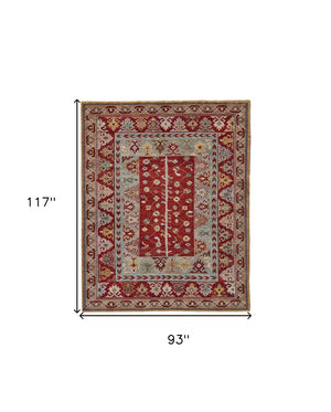HomeRoots 5' Hand-Knotted Wool Floral Area Rug - Distressed Vintage Design, Stain-Resistant, Perfect for Any Room 8' X 10' 511606