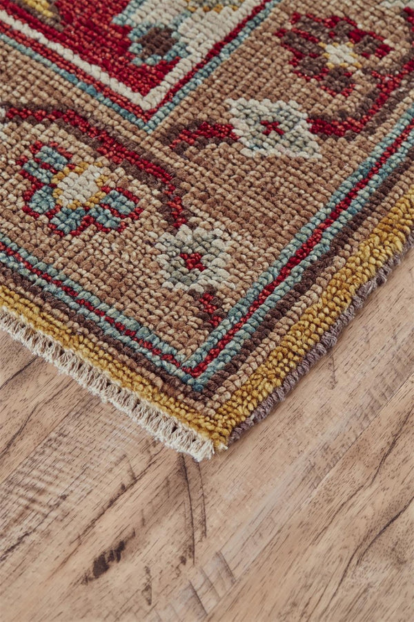 HomeRoots 5' Hand-Knotted Wool Floral Area Rug - Distressed Vintage Design, Stain-Resistant, Perfect for Any Room 2' X 3' 511608