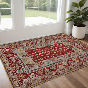 HomeRoots 5' Hand-Knotted Wool Floral Area Rug - Distressed Vintage Design, Stain-Resistant, Perfect for Any Room 2' X 3' 511608