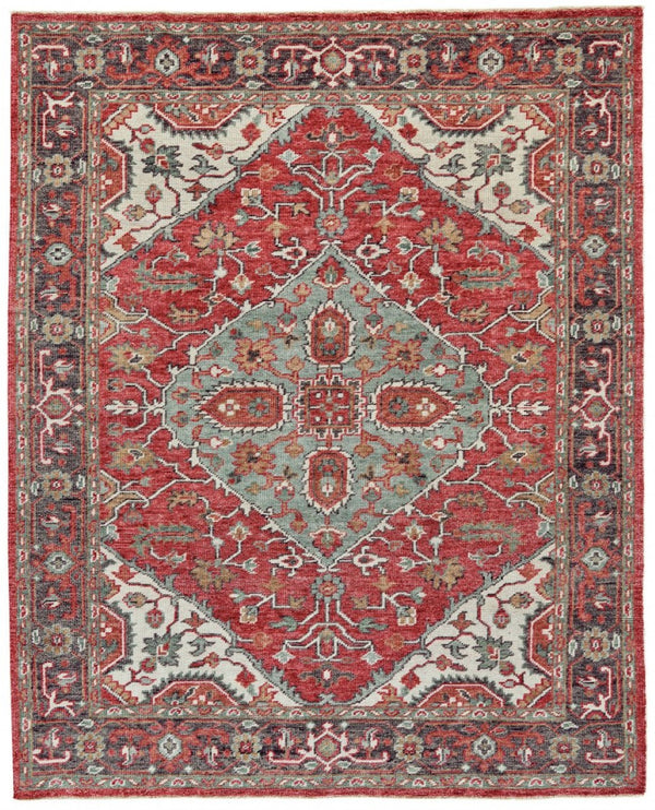 HomeRoots 5' Hand-Knotted Wool Floral Area Rug with Distressed Design, Stain-Resistant & Timeless Fringe Finish 5' X 8' 511617