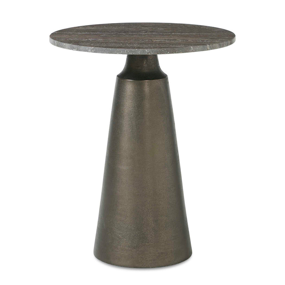 Uttermost Uttermost Midsummer Travertine Stone Top Accent Table with Antique Bronze Base 51161