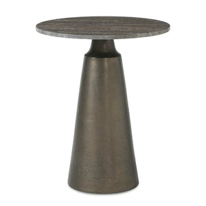 Uttermost Uttermost Midsummer Travertine Stone Top Accent Table with Antique Bronze Base 51161