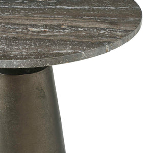 Uttermost Midsummer Travertine Stone Top Accent Table with Antique Bronze Base