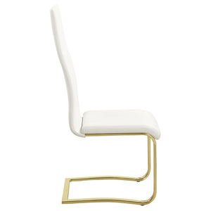 English Elm Whittingham Luxurious White and Gold Upholstered Dining Side Chairs Set of 4 — High-Back Comfort, Metal Legs B062P328699