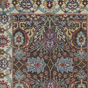 HomeRoots 2' Hand-Knotted Wool Area Rug in Ivory and Blue Floral Design - Distressed with Fringed Edges 2' X 3' 511635
