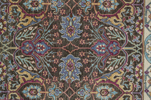 HomeRoots 2' Hand-Knotted Wool Area Rug in Ivory and Blue Floral Design - Distressed with Fringed Edges 2' X 3' 511635