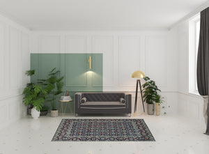 Homeroots 5' X 8' Blue Green And Red Wool Floral Hand Knotted Distressed Stain Resistant Area Rug With Fringe  Wool 511637