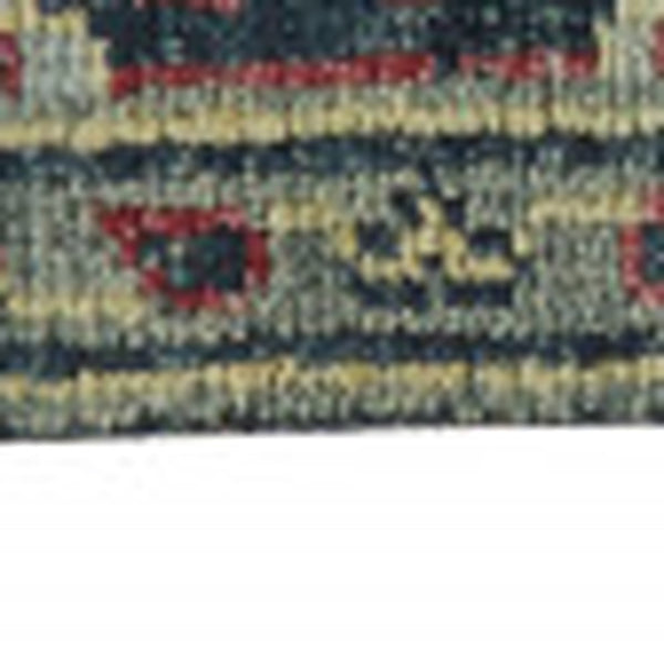 Homeroots 9' X 12' Blue Green And Red Wool Floral Hand Knotted Distressed Stain Resistant Area Rug With Fringe  Wool 511639