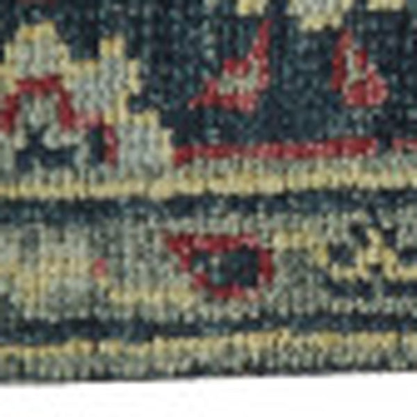 Homeroots 10' X 13' Blue Green And Red Wool Floral Hand Knotted Distressed Stain Resistant Area Rug With Fringe  Wool 511640