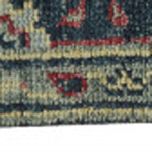 Homeroots 2' X 3' Blue And Green Wool Floral Hand Knotted Distressed Area Rug With Fringe  Wool 511642