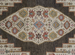 HomeRoots 8' Hand-Knotted Wool Floral Runner Rug in Green and Ivory - Vintage Style with Durable Design 8' Runner 511655