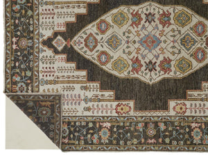 HomeRoots 8' Hand-Knotted Wool Floral Runner Rug in Green and Ivory - Vintage Style with Durable Design 2' X 3' 511656