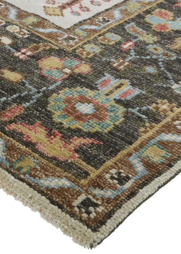 HomeRoots 8' Hand-Knotted Wool Floral Runner Rug in Green and Ivory - Vintage Style with Durable Design 2' X 3' 511656