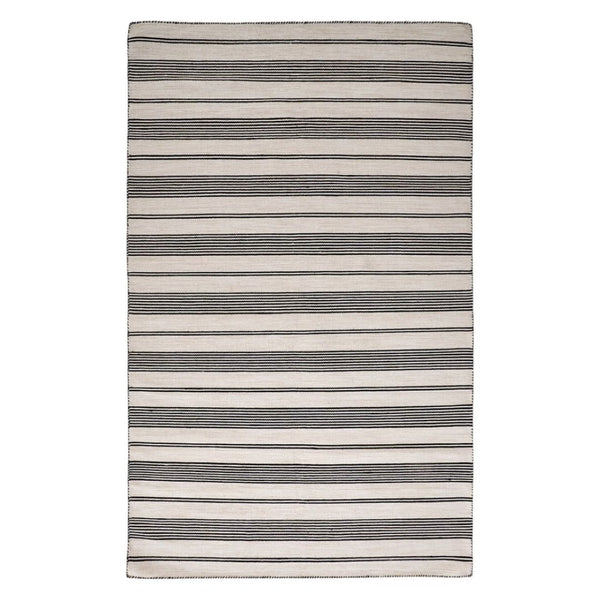 HomeRoots 4' Hand Woven Black and White Striped Area Rug - Eco-Friendly, Durable, and Stylish for Any Room 4' X 6' 511657