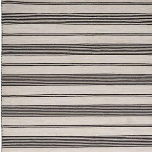 Homeroots 4' X 6' Black And White Striped Dhurrie Hand Woven Stain Resistant Area Rug Black,White Other Material 511657