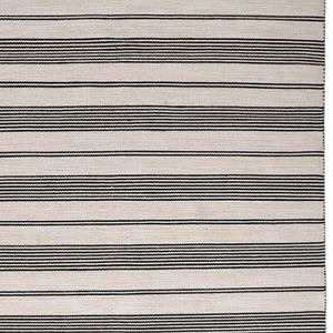 HomeRoots 4' Hand Woven Black and White Striped Area Rug - Eco-Friendly, Durable, and Stylish for Any Room 4' X 6' 511657