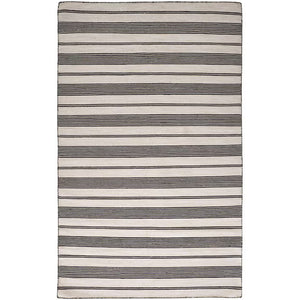 Homeroots 4' X 6' Black And White Striped Dhurrie Hand Woven Stain Resistant Area Rug Black,White Other Material 511657