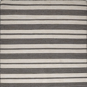 Homeroots 5' X 8' Black And White Striped Dhurrie Hand Woven Stain Resistant Area Rug Black,White Other Material 511658