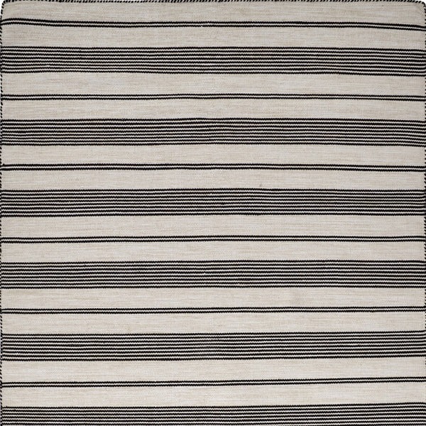 Homeroots 5' X 8' Black And White Striped Dhurrie Hand Woven Stain Resistant Area Rug Black,White Other Material 511658