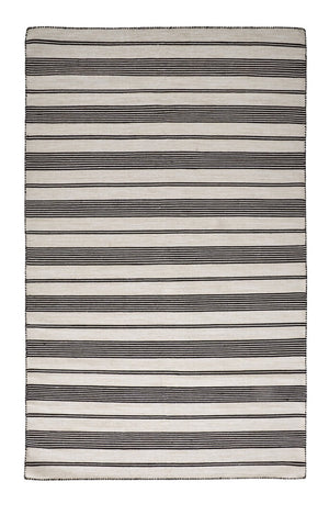 HomeRoots 4' Hand Woven Black and White Striped Area Rug - Eco-Friendly, Durable, and Stylish for Any Room 8' X 11' 511659