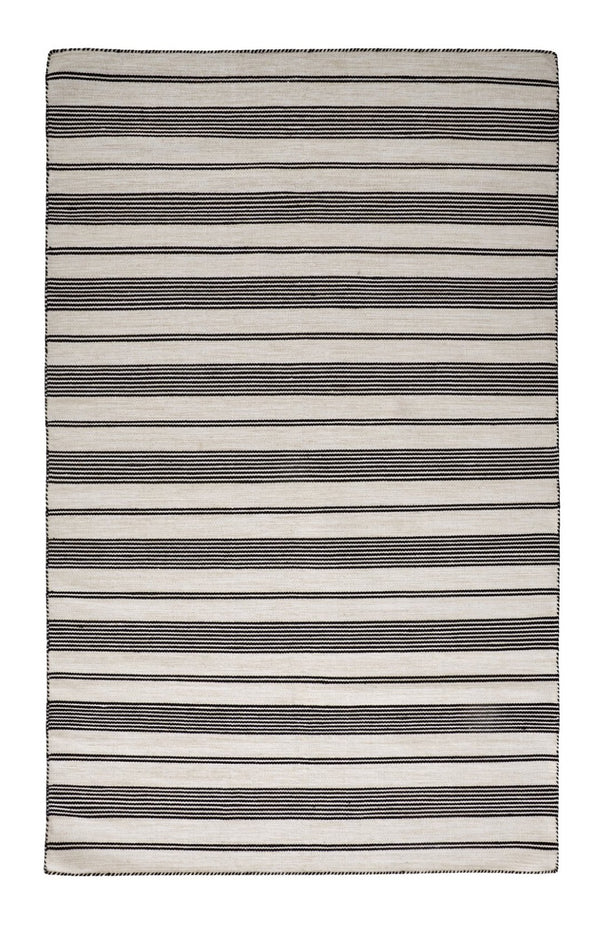 HomeRoots 4' Hand Woven Black and White Striped Area Rug - Eco-Friendly, Durable, and Stylish for Any Room 8' X 11' 511659