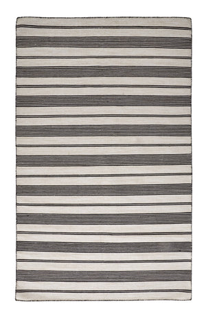 Homeroots 8' X 11' Black And White Striped Dhurrie Hand Woven Stain Resistant Area Rug Black,White Other Material 511659
