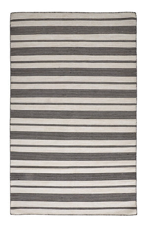 HomeRoots 4' Hand Woven Black and White Striped Area Rug - Eco-Friendly, Durable, and Stylish for Any Room 8' X 11' 511659