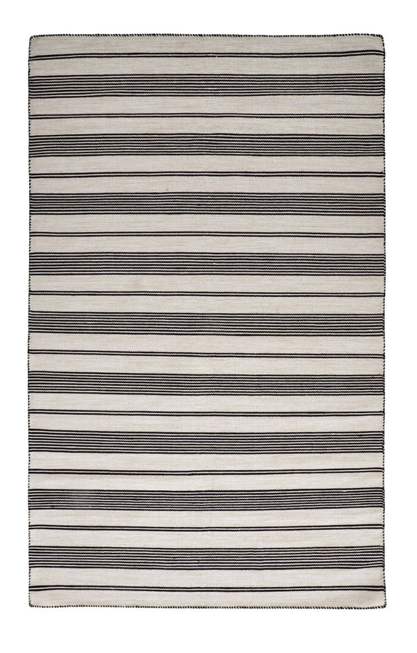 HomeRoots 4' Hand Woven Black and White Striped Area Rug - Eco-Friendly, Durable, and Stylish for Any Room 8' X 11' 511659