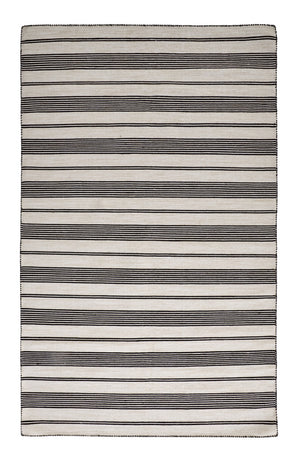 Homeroots 8' X 11' Black And White Striped Dhurrie Hand Woven Stain Resistant Area Rug Black,White Other Material 511659