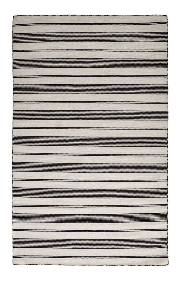 Homeroots 8' X 11' Black And White Striped Dhurrie Hand Woven Stain Resistant Area Rug Black,White Other Material 511659