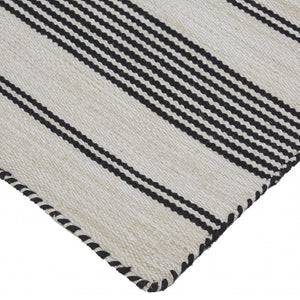 Homeroots 8' X 11' Black And White Striped Dhurrie Hand Woven Stain Resistant Area Rug Black,White Other Material 511659