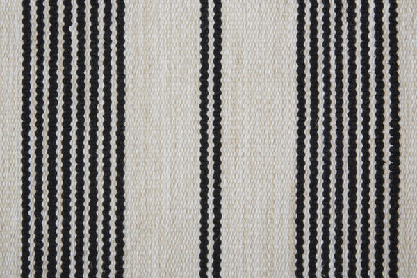 Homeroots 8' X 11' Black And White Striped Dhurrie Hand Woven Stain Resistant Area Rug Black,White Other Material 511659
