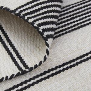 HomeRoots 4' Hand Woven Black and White Striped Area Rug - Eco-Friendly, Durable, and Stylish for Any Room 8' X 11' 511659