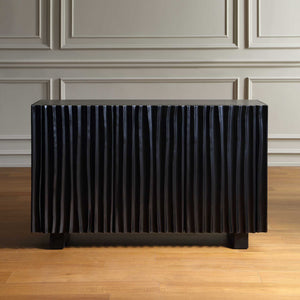 Uttermost Mercado Hand-carved Paulownia Wood Cabinet with Three Doors in Black