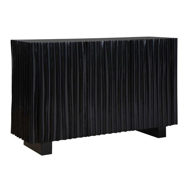Uttermost Mercado Hand-carved Paulownia Wood Cabinet with Three Doors in Black