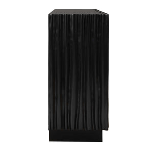Uttermost Mercado Hand-carved Paulownia Wood Cabinet with Three Doors in Black