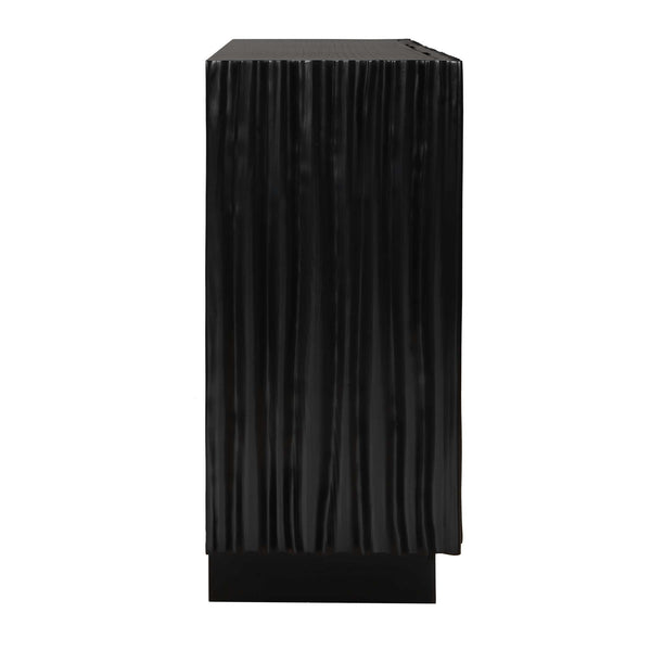 Uttermost Mercado Hand-carved Paulownia Wood Cabinet with Three Doors in Black