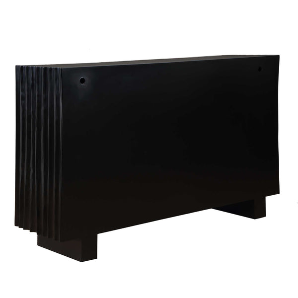 Uttermost Mercado Hand-carved Paulownia Wood Cabinet with Three Doors in Black