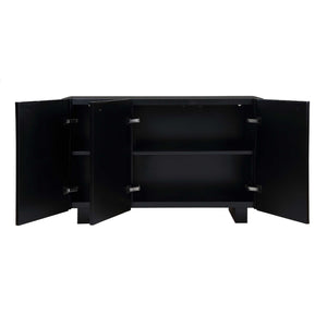 Uttermost Mercado Hand-carved Paulownia Wood Cabinet with Three Doors in Black