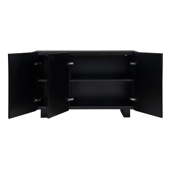 Uttermost Mercado Hand-carved Paulownia Wood Cabinet with Three Doors in Black