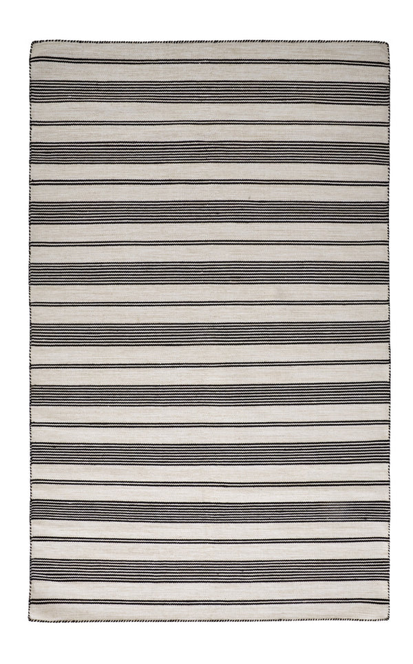 Homeroots 10' X 14' Black And White Striped Dhurrie Hand Woven Stain Resistant Area Rug Black,White Other Material 511660