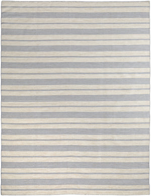 Homeroots 4' X 6' Blue And Ivory Striped Hand Woven Area Rug Blue,Ivory,Tan Recycled Pet 511661