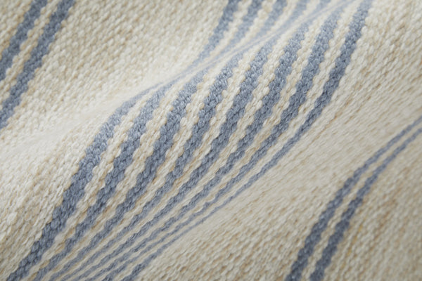 Homeroots 5' X 8' Blue Ivory And Tan Striped Dhurrie Hand Woven Stain Resistant Area Rug Blue,Ivory,Tan Other Material 511662