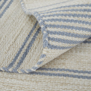 Homeroots 10' X 14' Blue Ivory And Tan Striped Dhurrie Hand Woven Stain Resistant Area Rug Blue,Ivory,Tan Other Material 511664