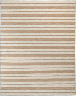 Homeroots 4' X 6' Brown And Ivory Striped Hand Woven Area Rug Ivory,Taupe,Brown Recycled Pet 511665