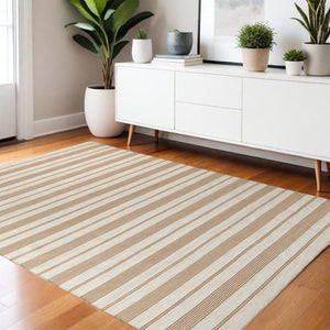 HomeRoots 4' Hand Woven Black and White Striped Area Rug - Eco-Friendly, Durable, and Stylish for Any Room 4' X 6' 511665