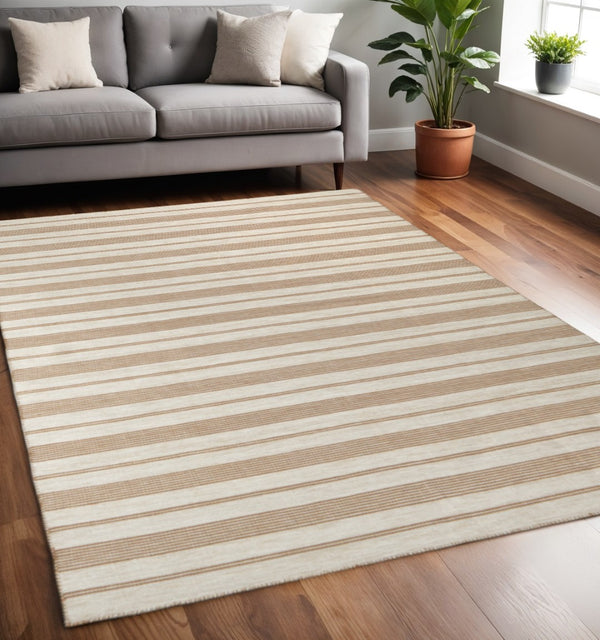 HomeRoots 4' Hand Woven Black and White Striped Area Rug - Eco-Friendly, Durable, and Stylish for Any Room 5' X 8' 511666
