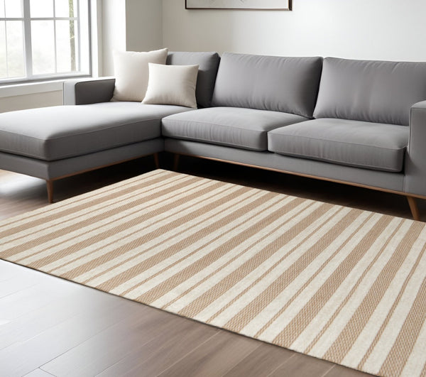 HomeRoots 4' Hand Woven Black and White Striped Area Rug - Eco-Friendly, Durable, and Stylish for Any Room 10' X 14' 511668