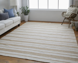HomeRoots 4' Hand Woven Black and White Striped Area Rug - Eco-Friendly, Durable, and Stylish for Any Room 10' X 14' 511668